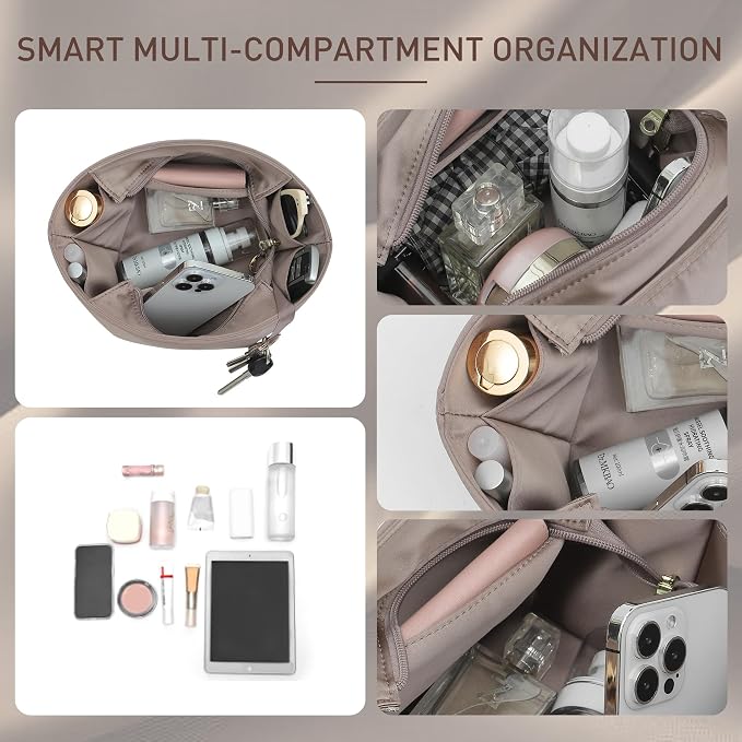 Doxo Satin Fabric Picotin 22 Bag Insert - Premium Purse Organizer for Picotin 22 with Zipper Closure and Keychain, Lightweight & Discreet Inner Liner, Fits Picotin 22 Luxury Totes(PC22, Etoupe Grey) - Image 5