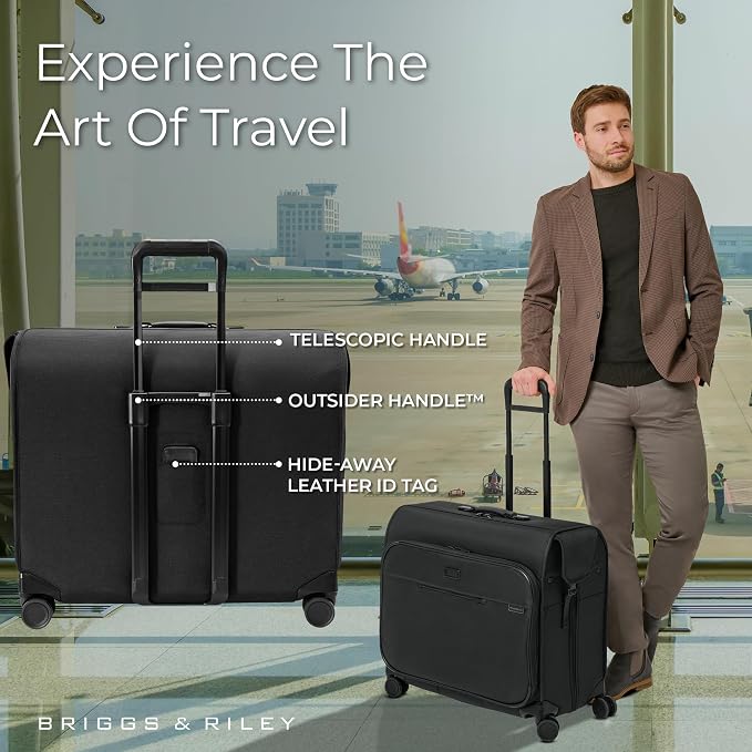 Briggs & Riley Deluxe Wardrobe Spinner - Checked Luggage for Travel, Suitcases with Wheels, Softside Rolling Bag for Men & Women, Built in Hook for Clothes - Baseline Collection, Black - Image 5