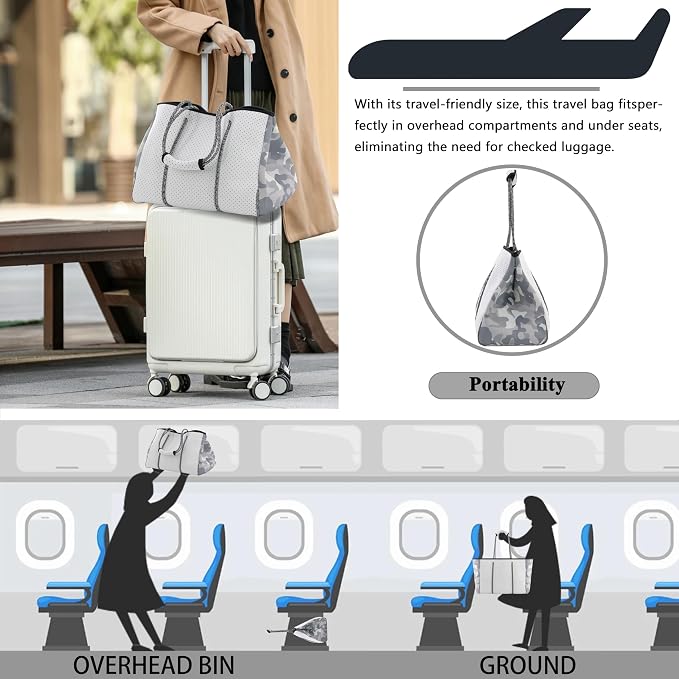 QOGiR Neoprene Multipurpose Beach Bag Tote with Inner Zipper Pocket … … … … - Image 5