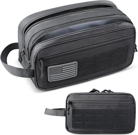 Toiletry Bag for Men, Tactical Dopp Kit Military Hygiene Bag Mens Toiletry Travel Bag MOLLE EDC Pouch Small Toiltries Travel Bathroom Shaving Kit Shower Bags