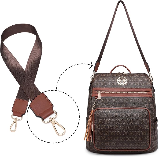 JULIE FERRARO Women Convertible Backpack Purse, Large PU Leather Travel Backpack with Multi Pockets, Shoulder Handbag Set with Wristlet for Work, Travel & Daily Use - Image 4