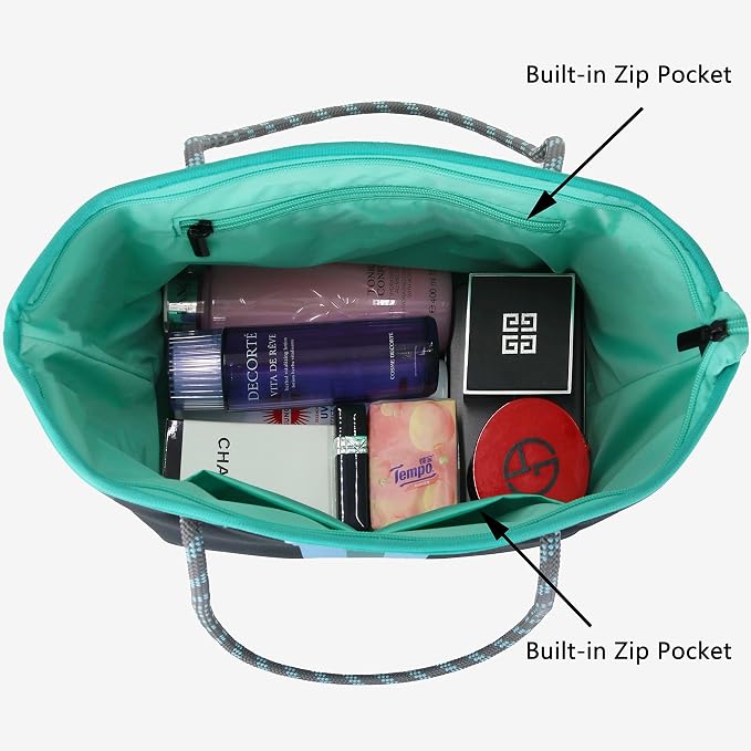 QOGiR Neoprene Multipurpose Beach Bag Tote with Inner Zipper Pocket … … … … - Image 4