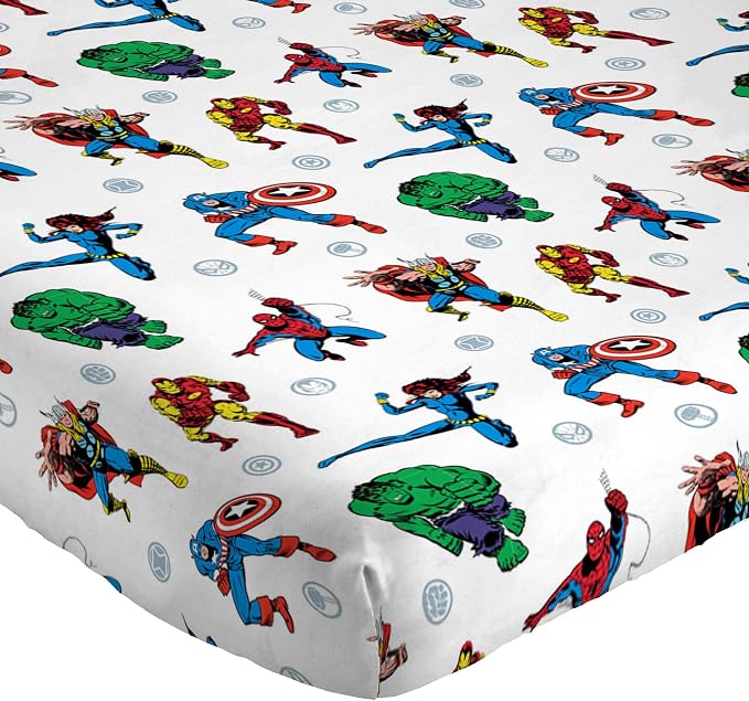Jay Franco Kids Sheet Set with Fitted, Flat Sheets & Pillow Cover - Ultra-Soft Bedding with Pillowcase for Room Decor, White - Avengers, 4 Piece Queen - Image 5