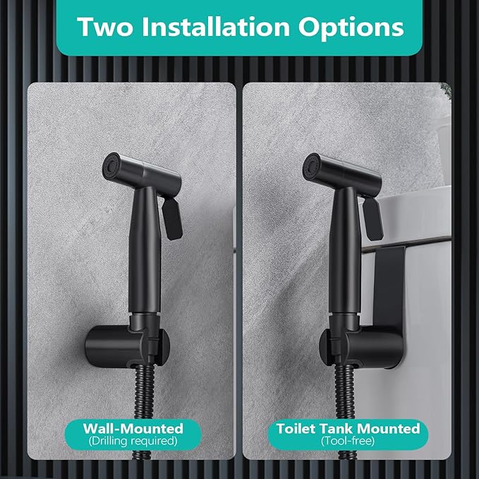 BARROCK Handheld Bidet Sprayer for Toilet, Stainless Steel Metal Made Baby Cloth Diaper Spraying Kit, Bathroom Toilet Bidet Attachment Set for Bathing Pets and Feminine Hygiene, Matte Black
