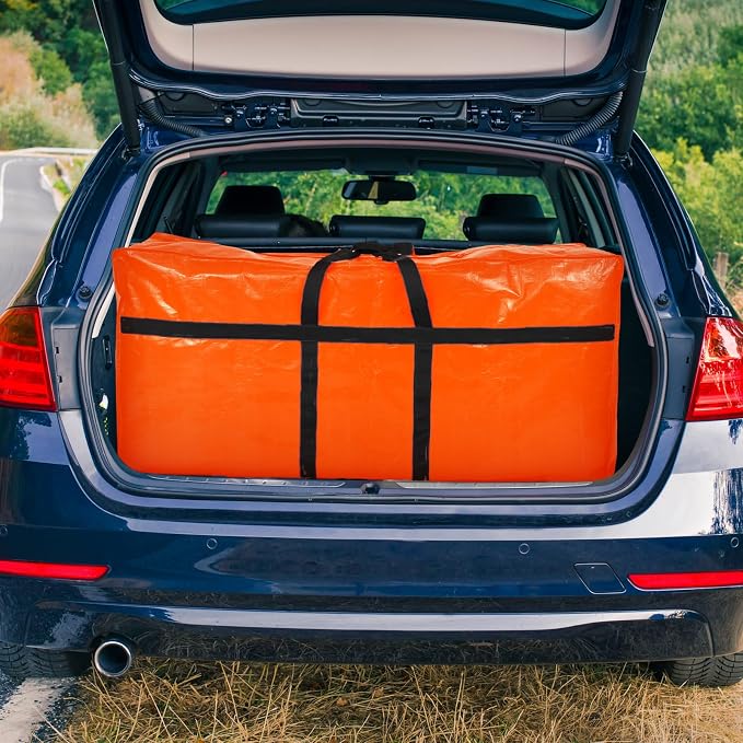 Windyun 4 Pack 57 Gallon Extra Large Moving Bags XXL Heavy Duty Storage Bag with Strong Zipper Handle Jumbo Big Tote Box Foldable for College Dorm Travel Clothes Duffle Blanket Pillow(Orange) - Image 7