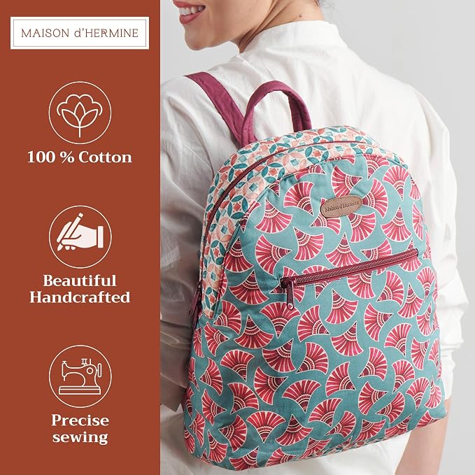 Maison d' Hermine Backpack for Women Men Cotton Shoulder Multipurpose Rucksack with Small Pouch Lightweight Multi Pocket Bag for Travel Work Beach Perfect for Spring Summer (Bamako - Coumba) - Image 2