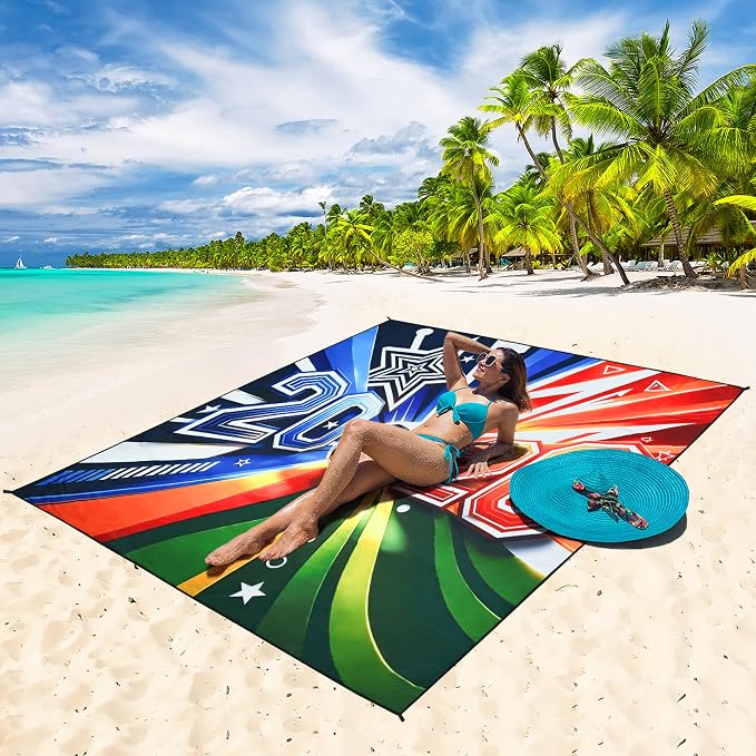 HIHOHO Soccer Blanket Waterproof Sandproof Beach Mat for 1-4 Adults Soccer Fans Quick Drying Durable Outdoor Picnic Mat Gift for Sports Event Travel Beach (Soccer Blanket 2026, 79"×83"(4 Person)) - Image 5