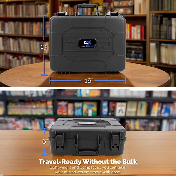 CASEMATIX Hard Shell Miniature Carrying Case - 80 Slot Figurine Miniature Storage Case with Customizable Foam Layer for Large Miniatures Compatible with Warhammer 40k, DnD & More! - Image 7