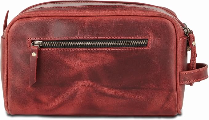KomalC Leather Toiletry Bag for Men & Women – Handcrafted Travel Grooming Kit with Water-Resistant Lining and Secure Zipper Closure - Image 2
