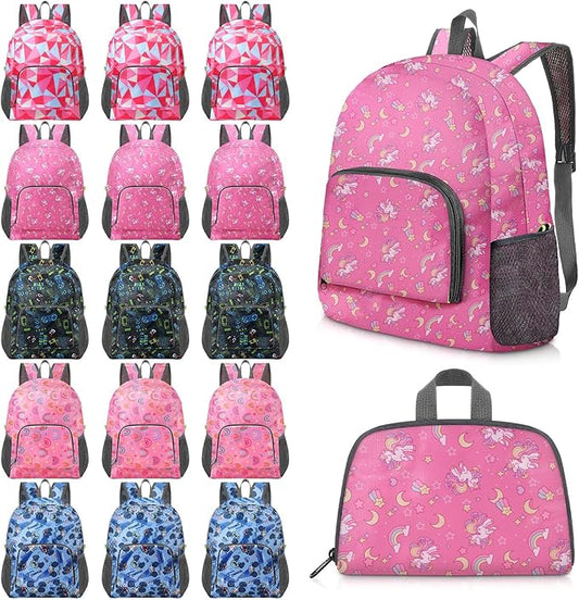 LEIFIDE 15 Pcs Backpack in Bulk 17 Inch Lightweight Foldable Student School Outdoor Travel Book Bag Assorted Colors by LEIFIDE