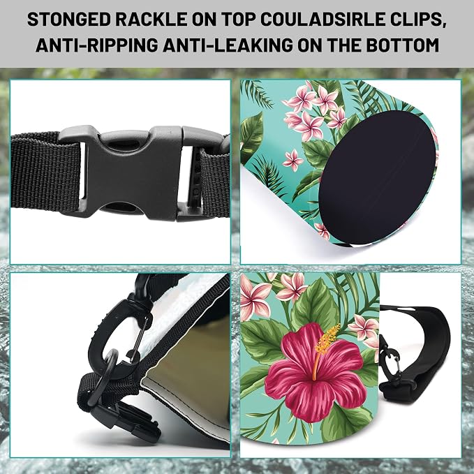 Waterproof Dry Bag,Roll Top Tropical Summer Watercolor Hibiscus Waterproof Backpack 5L/10L/20L Floating and Lightweight Bags for Kayaking, Boating, Swimming and Camping with Waterproof Phone Case - Image 3