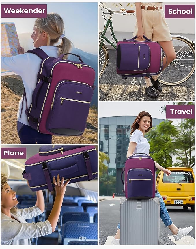 LOVEVOOK Large Travel Backpack for Women & Men, 40L Carry on Backpack for Airplanes, TSA Personal Item Travel Bag fits 17" Laptop, Waterproof Travel Essentials Airline Approved with 3 Packing Cubes - Image 6