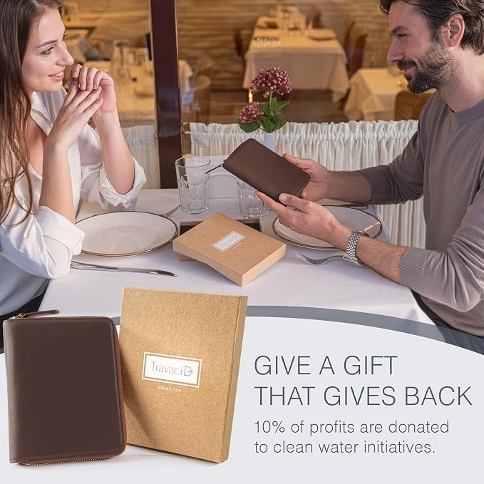 Full Grain Leather Passport Holder for 2 Passports - Dual Passport Holder and Travel Documents Organizer - RFID Travel Wallet for Couples - Dark Brown - Image 6