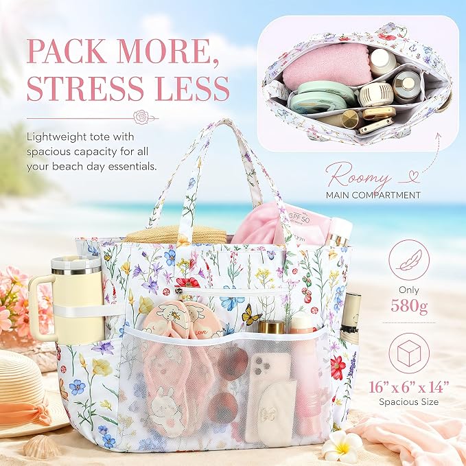 Bluboon Waterproof Beach Tote Pool Bags for Women Ladies Extra Large Carry On Bag With Wet Compartment for Weekender Travel - Image 3
