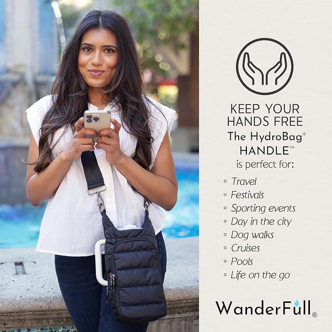 WanderFull Original HydroBag Handle®, Zipper for Handle, 40 oz Water Bottle Holder w/Strap, Crossbody Carrier Bag w/Phone Pocket, Tumbler Accessories - Kelly Green - Image 7
