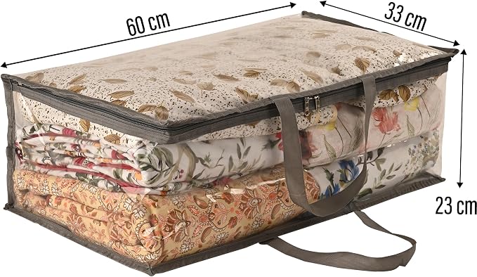Kuber Industries Waterproof Storage Bags for Clothes | Wardrobe Organizer | Transparent Travel Organizer Bag with Handle | Large | Grey - Image 3