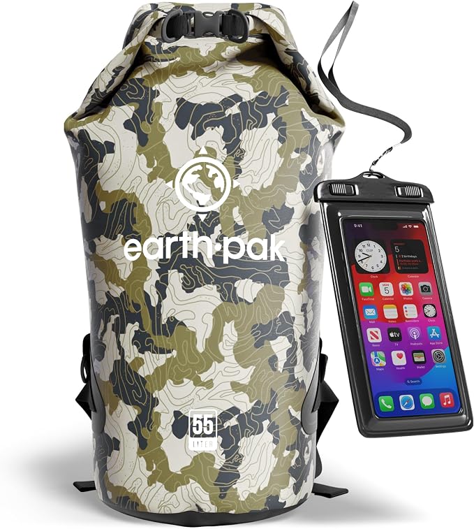 Earth Pak Waterproof Dry Bag - Roll Top Waterproof Backpack Sack Keeps Gear Dry for Kayak with Waterproof Phone Case by earthpak