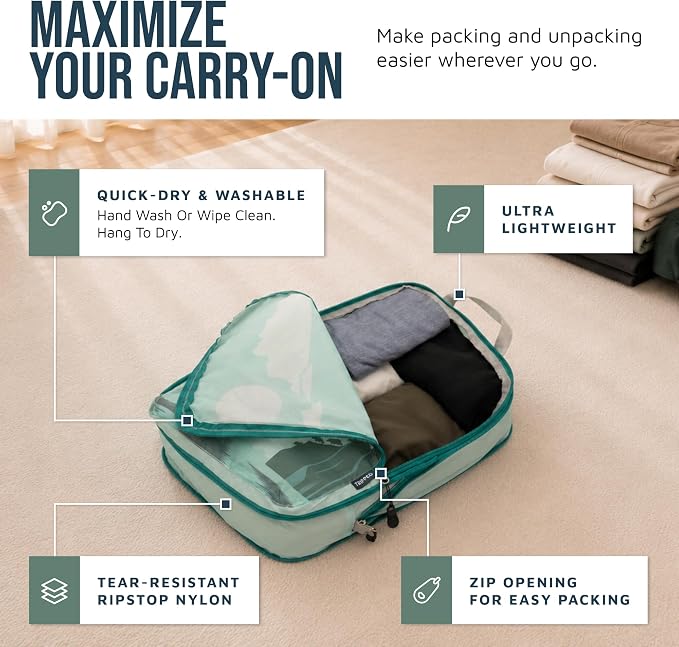 Compression Packing Cubes for Travel, 6-Piece Lightweight Packing Cubes Set for Carry-On Luggage & Backpacks – TRIPPED Travel Gear (Getaways) - Image 3