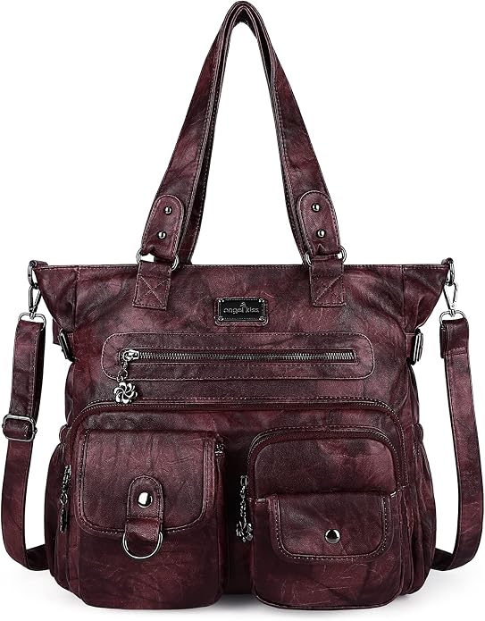 Angelkiss Purses Handbags for Women PU Tote Satchel Bags for Women Pockets Shoulder Bags… | PU by AngelKiss