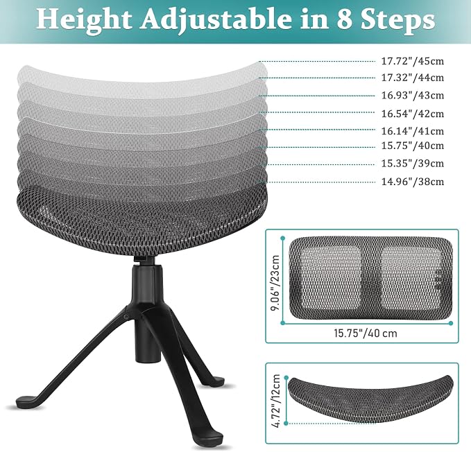 Lilithye Footrest for Desk Adjustable Height 2-in-1 Function Rotatable Ergonomic Under Desk Footrest Ottoman Stool Rolling Leg Rest for Home Office (Gray) - Image 3
