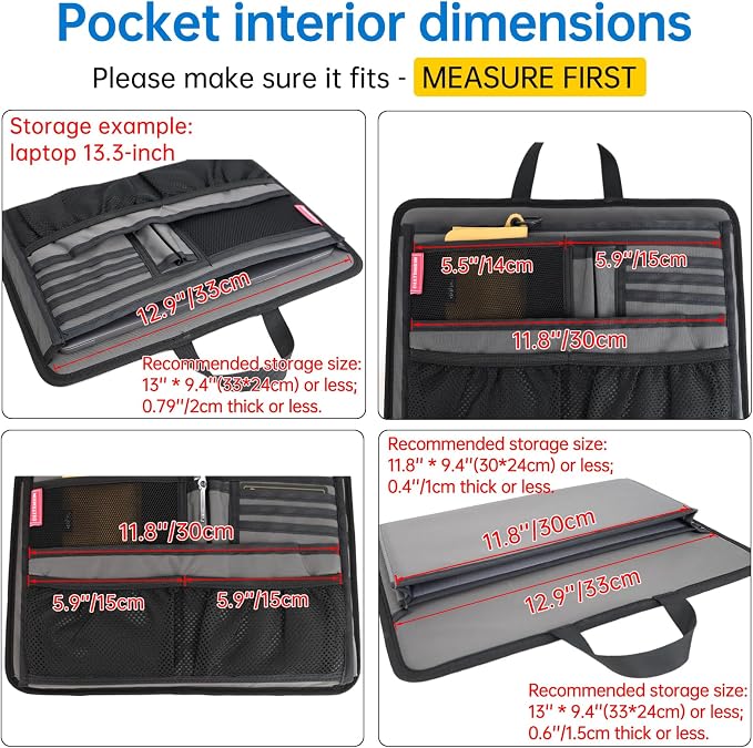 Slim Rugged Organizer Insert for Briefcase Messenger Tote Bag-13 Pockets,Durable Padded Nylon,Handle - Purple - Image 6