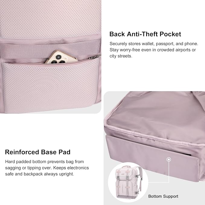 PIJUSHI Travel Backpack for Women, 3-In-1 Convertible Bag with Multi-Pocket | Carry On Luggage Duffle with 16" Laptop Compartment, Anti-Theft Back Pocket, USB Port for Daily, Airport - Image 7