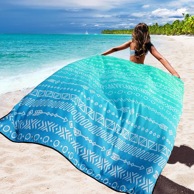 WIWIGO Beach Blanket Waterproof Sandproof Beach Mat 79" X 83"/10'x9'for 2-8 Adults Quick Drying Outdoor Picnic Mat Beach Accessories for Travel, Camping, Hiking - Image 4