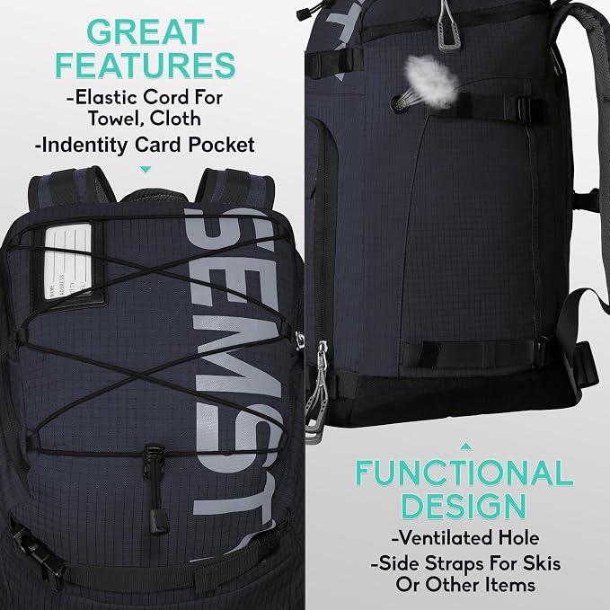 Ski Boot Bag, 55L/70L Waterproof Ski and Snowboard Boots Travel Backpack for Skis, Snowboard, Ski Helmet, Goggles, Gloves & Accessories - Image 4