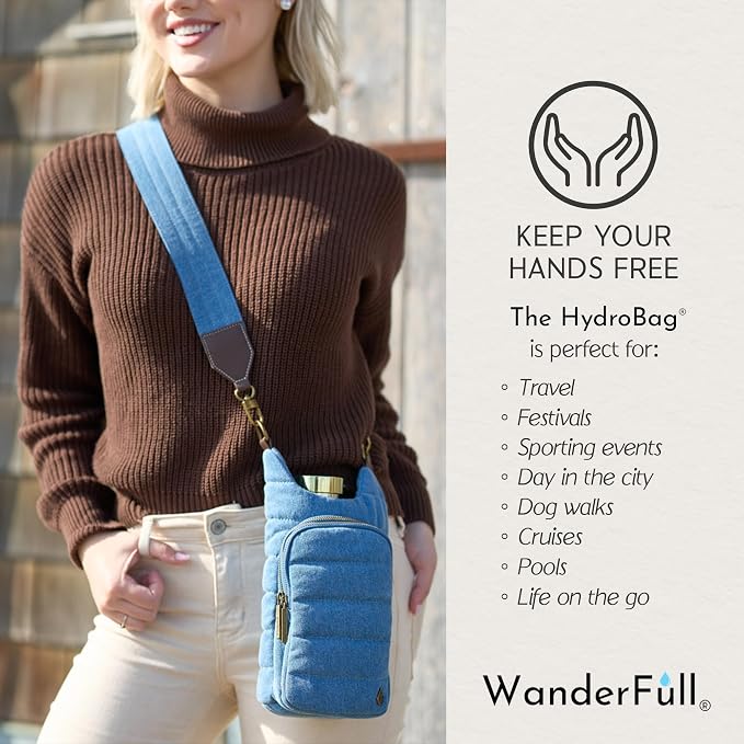 WanderFull® Original HydroBag®, Fits Up to 32 oz Water Bottle Holder with Strap, Gift for Women, Hands-Free Crossbody, Water Bottle Carrier Bag with Phone Pocket - Image 6