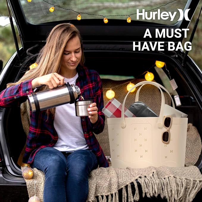 Hurley Rubber Tote Bag - Beach Bags Waterproof Sandproof, Easy-Clean Freestanding EVA Plastic, Hose-Clean, Sizes 16"-19" - Image 7