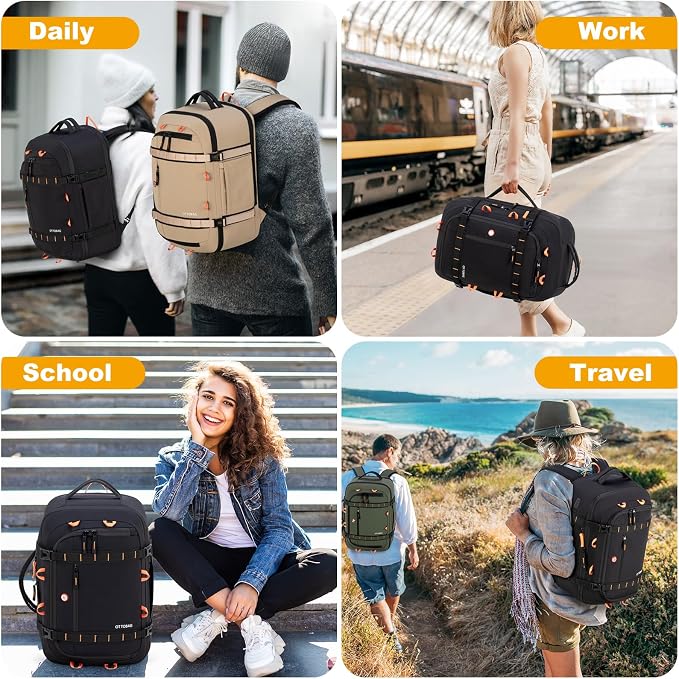 40L Travel Backpack 17.3" Laptop Carry On Duffel Flight Approved | TSA Approved, Wet & Dry Compartment, Water Resistant, Anti-Theft Pocket, Luggage Strap, USB Charging Port - Image 8