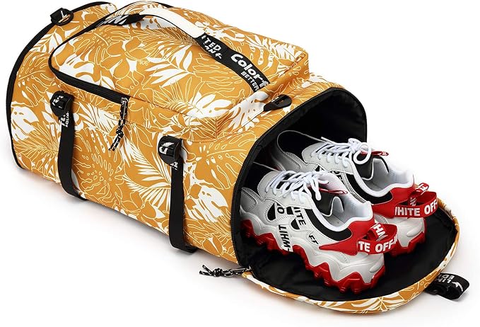 Kalesi Gym Duffle Bag Backpack 4-Way Waterproof with Shoes Compartment for travel Sport Hiking laptop (Mustard yellow) - Image 5