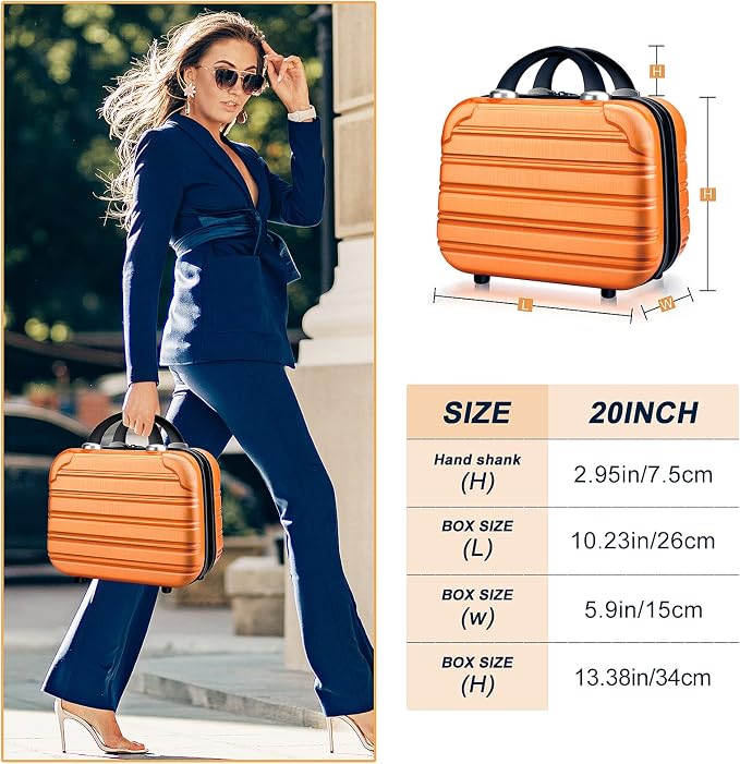14 Inch Makeup Train Case PC ABS Hard Shell Cosmetic Organizer Portable Toiletry Bag Travel Vanity Case Small Suitcase Makeup Box for Women Outside Activity With Back Strap - Image 2