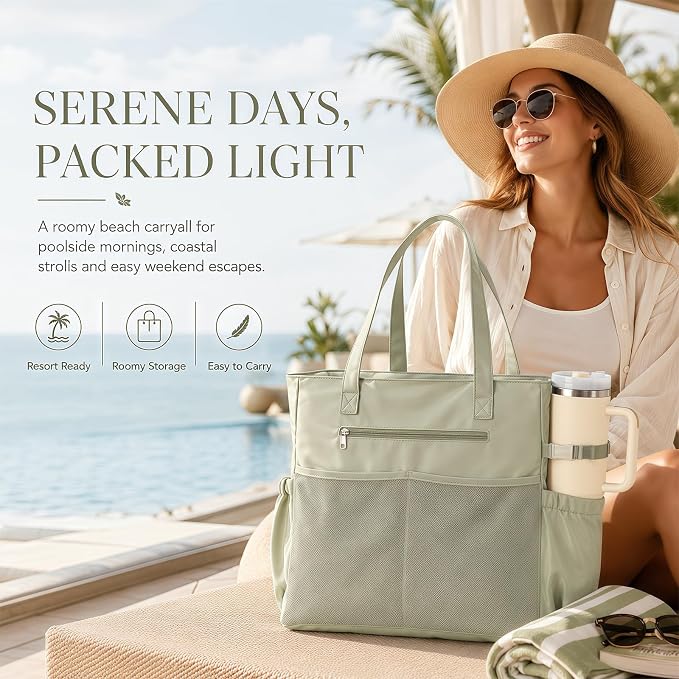 Bluboon Waterproof Beach Tote Pool Bags for Women Ladies Extra Large Carry On Bag With Wet Compartment for Weekender Travel - Image 7