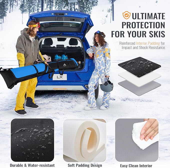 GoHimal Ski Bag & Boot Bag Combo, Padded Ski Carrier | Fits Skis Up to 200CM, Fits Boots Up to US13, Safety Reinforced, Water-Resistant, Ski Travel Bag - Image 5
