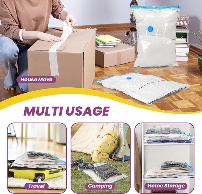 InfiniPower Vacuum Storage Bags (12 Jumbo) 80% Space Saver with Travelling Pump for Quilts and Blankets - Image 7