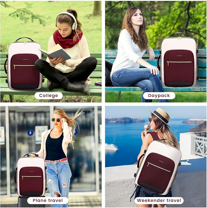 LOVEVOOK 40L Large Travel Backpack for Women Men, 17 Inch Carry on Backpack for Traveling on Airplane, Personal Item Travel Bag Airline Approved, Business Causal Weekender Backpacks - Image 7