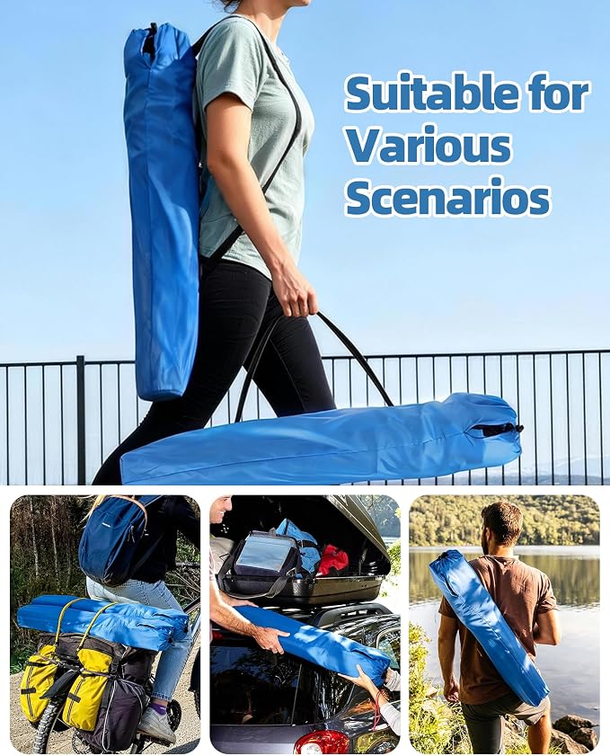 HaSteeL 2PCS Camping Chairs with Detachable Umbrella, Folding Beach Chair for Adults, Large Portable Foldable Chair for Outdoors Fishing Hiking Travel Picnic Lawn, Supports 275lbs, Storage Bags, Blue - Image 9