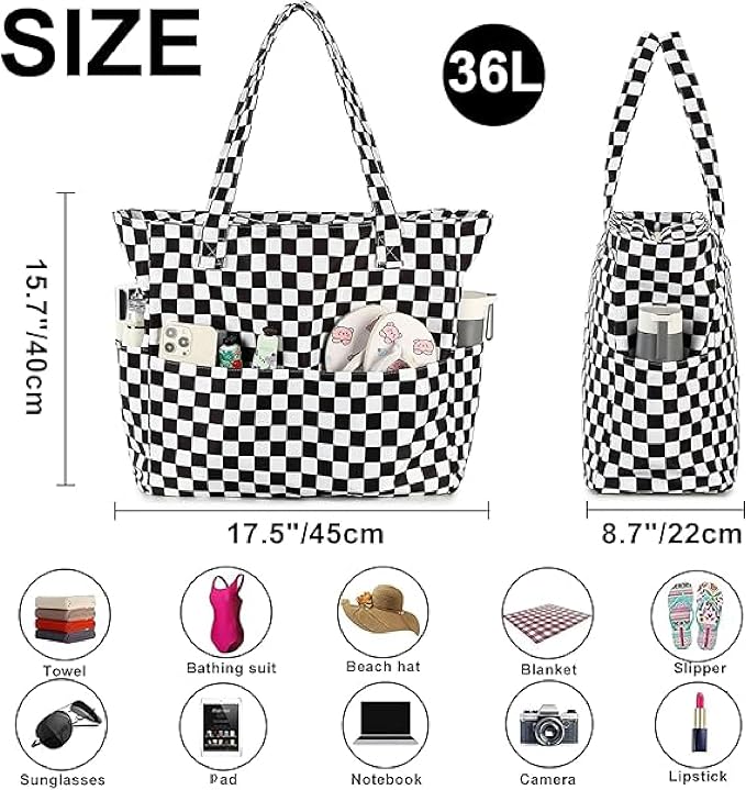 Bluboon Waterproof Beach Tote Pool Bags for Women Ladies Extra Large Carry On Bag With Wet Compartment for Weekender Travel - Image 3