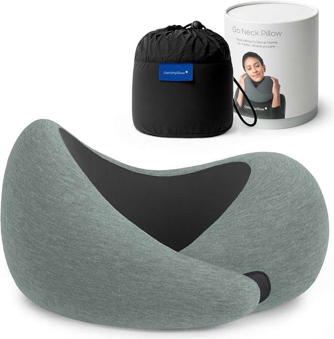 Ostrichpillow GO Travel Pillow, 360° Memory Foam Support, Soft & Washable by Ostrichpillow