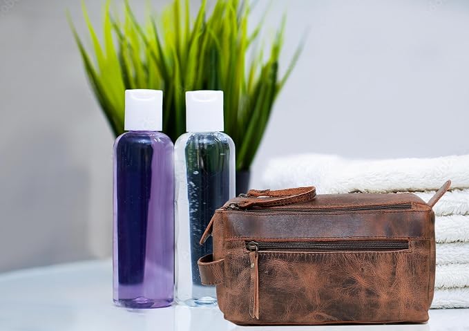 cuero Genuine Buffalo Leather Unisex Toiletry Bag Travel Leather Dopp Kit Made With High Class Buffalo Leather - Image 7