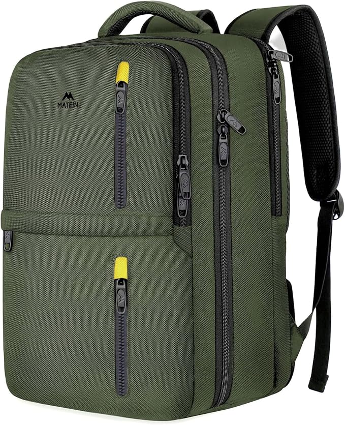 MATEIN Carry on Travel Laptop Backpack, Large Personal Item Travel Backpack | Flight Approved, Shoe Compartment, Water Resistant, Weekender Overnight Bag, Fit 17 Inch Laptop, Green - Image 9