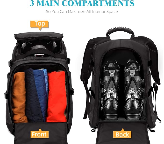 TurnWay Ski/Snowboard Boot Backpack/Ski Boot Backpack | Excellent for Store All Gear | Travel with Waterproof Exterior, Reflective Strip for Men, Women and Youth - Image 3