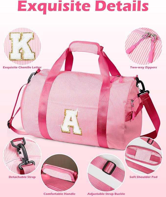 Dance Recital Gifts, Girls Travel Duffle Bag, Kids Initial Overnight Bags with Shoe Compartment, Personalized Weekend Bag with Makeup Pouch, 9 Year Old Girl Birthday Gift (Letter G) - Image 5