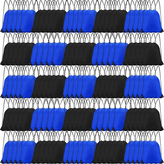 Shappy Drawstring Backpack Bulk Sports Gym Cinch Bag Polyester String Bag for Men Women(Black, Blue,120 Pcs) by Shappy