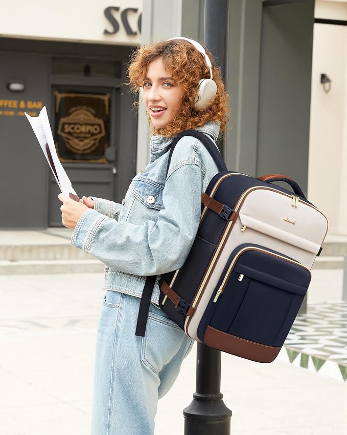 LOVEVOOK Travel Backpack for Women & Men - 17.3 Inch Carry On Backpack & Personal Item Backpack for Airlines, Spacious and Durable Design, with 3 Packing Cubes - Image 2