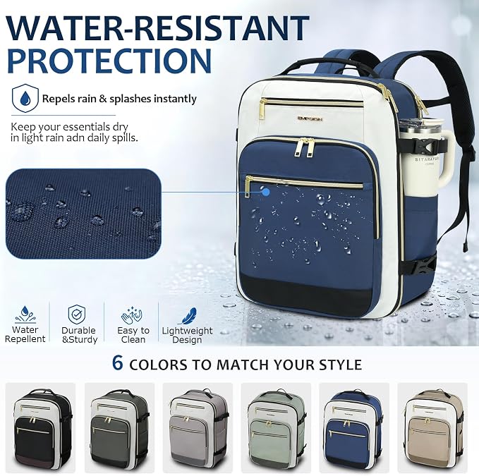 EMPSIGN 40L Travel Backpack for Women & Men | Airline Approved Carry On, TSA Personal Item Bag, Waterproof, Overnight Weekender Essentials, Fits 17" Laptop - Image 6