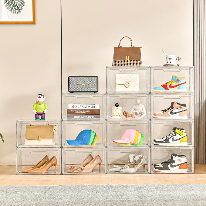 Magnetic Acrylic Clear Shoe Boxes – 360° Transparent Stackable Sneaker Storage & Organizer Box, Professional Shoe Display Case & Multipurpose Storage Bin for Closet (5pcs) - Image 5