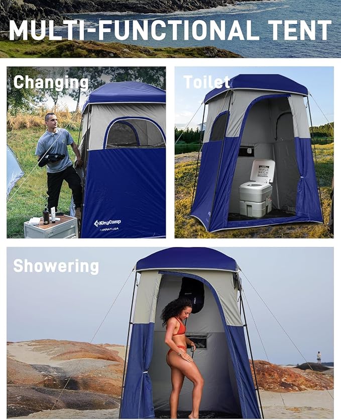 KingCamp Shower Tent, Portable Privacy Tent Outdoor Camping 1/2 Room Toilet Tents with Shower Bag & Dressing Room for Beach, Camping & Hiking - Image 7
