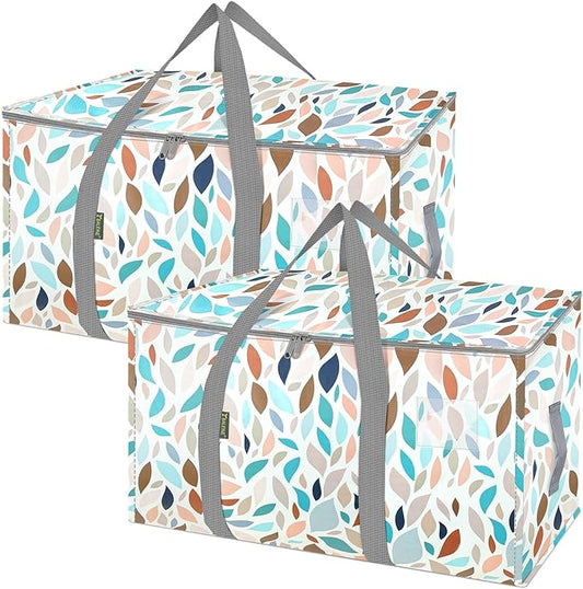 BALEINE 2-Pack Oversized Moving Bags with Reinforced Handles, Heavy-Duty Storage Tote for Clothes, Moving Supplies (Mosaic, 2-Pack) by BALEINE